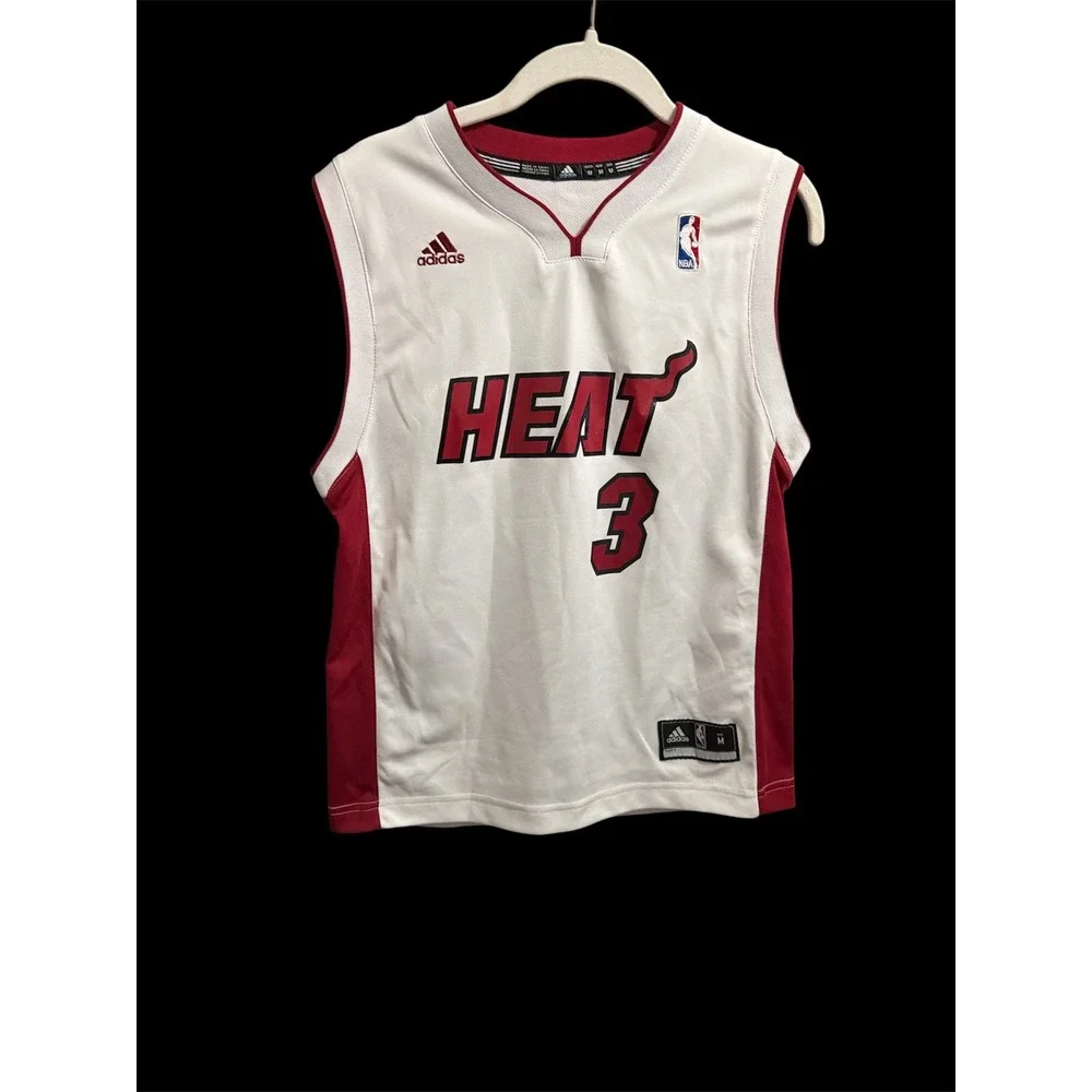 Adidas Miami Heat‎ Dwyane Wade 3 NBA Jersey Kids Med 10-12 White Red Basketball